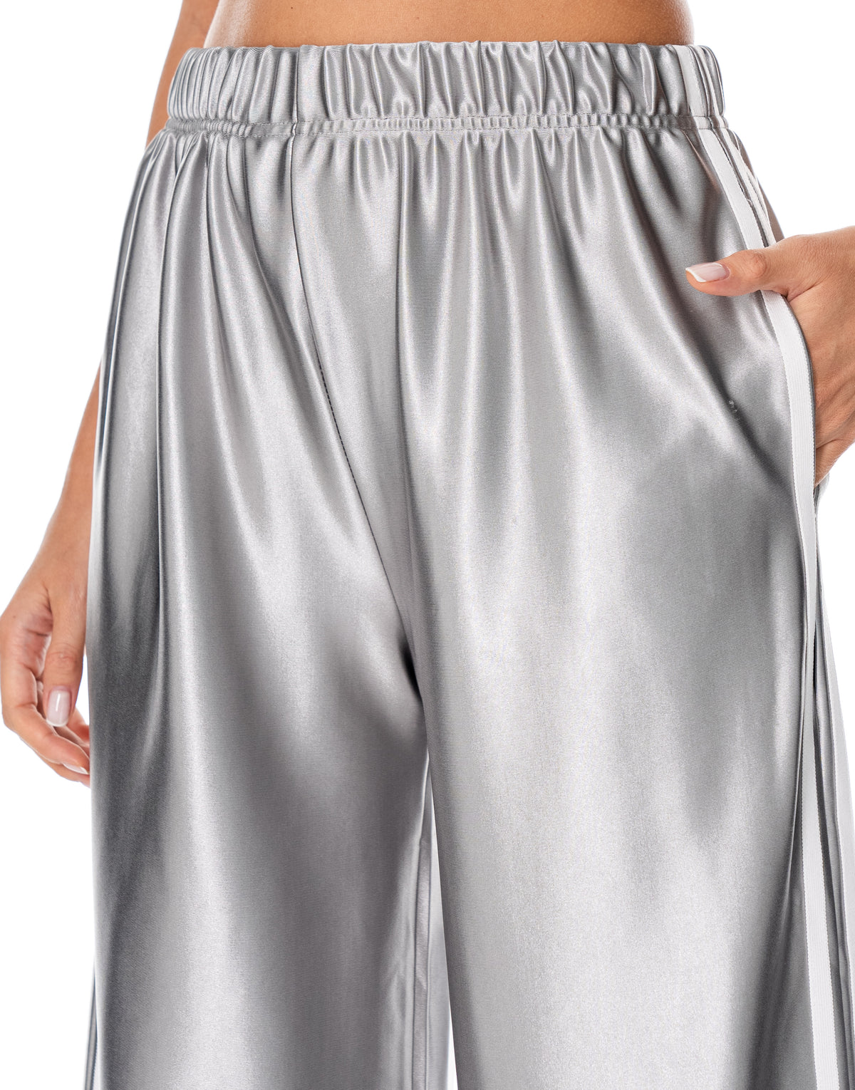 Satin Side Stripe Track Pants - Grey