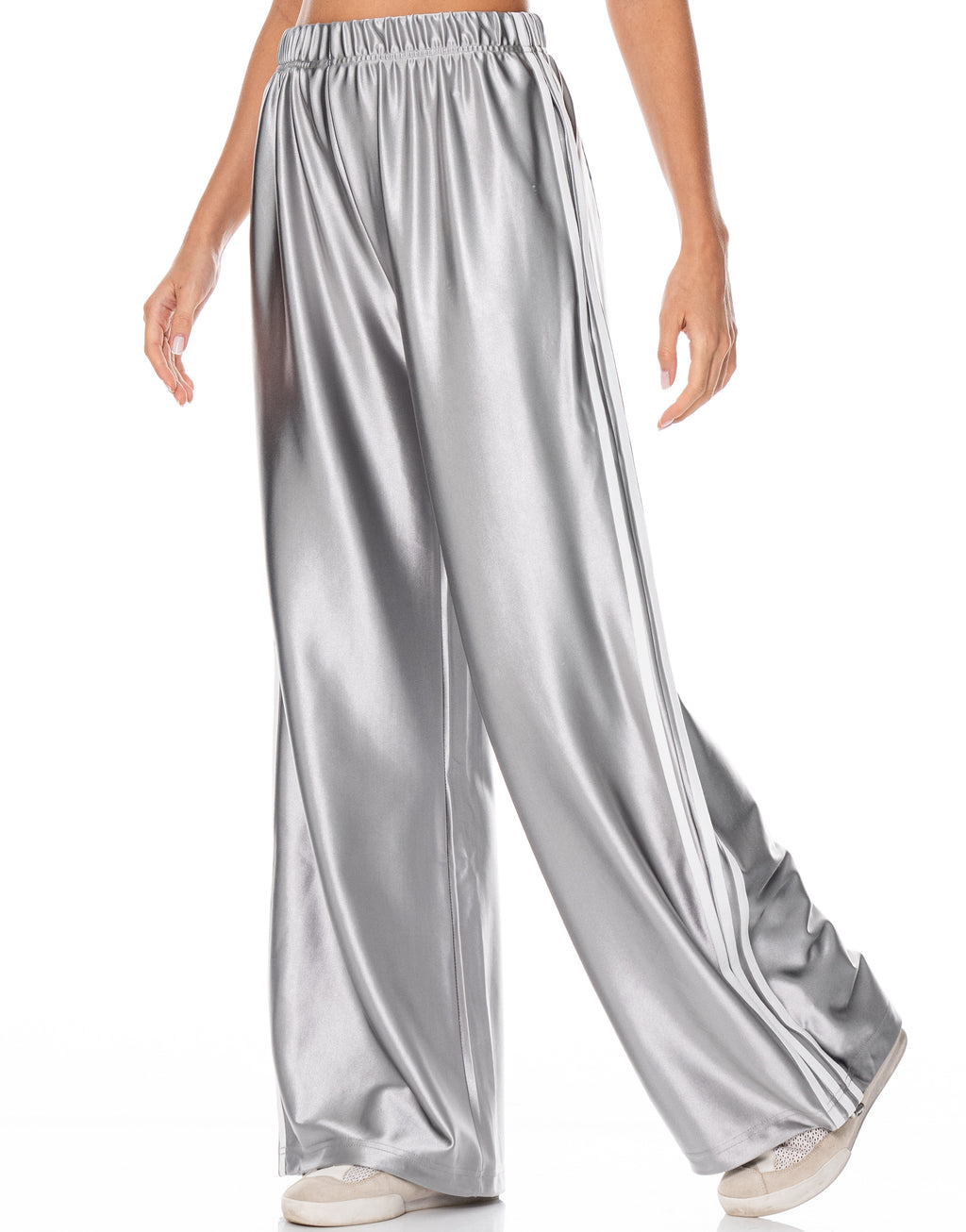 Satin Side Stripe Track Pants - Grey