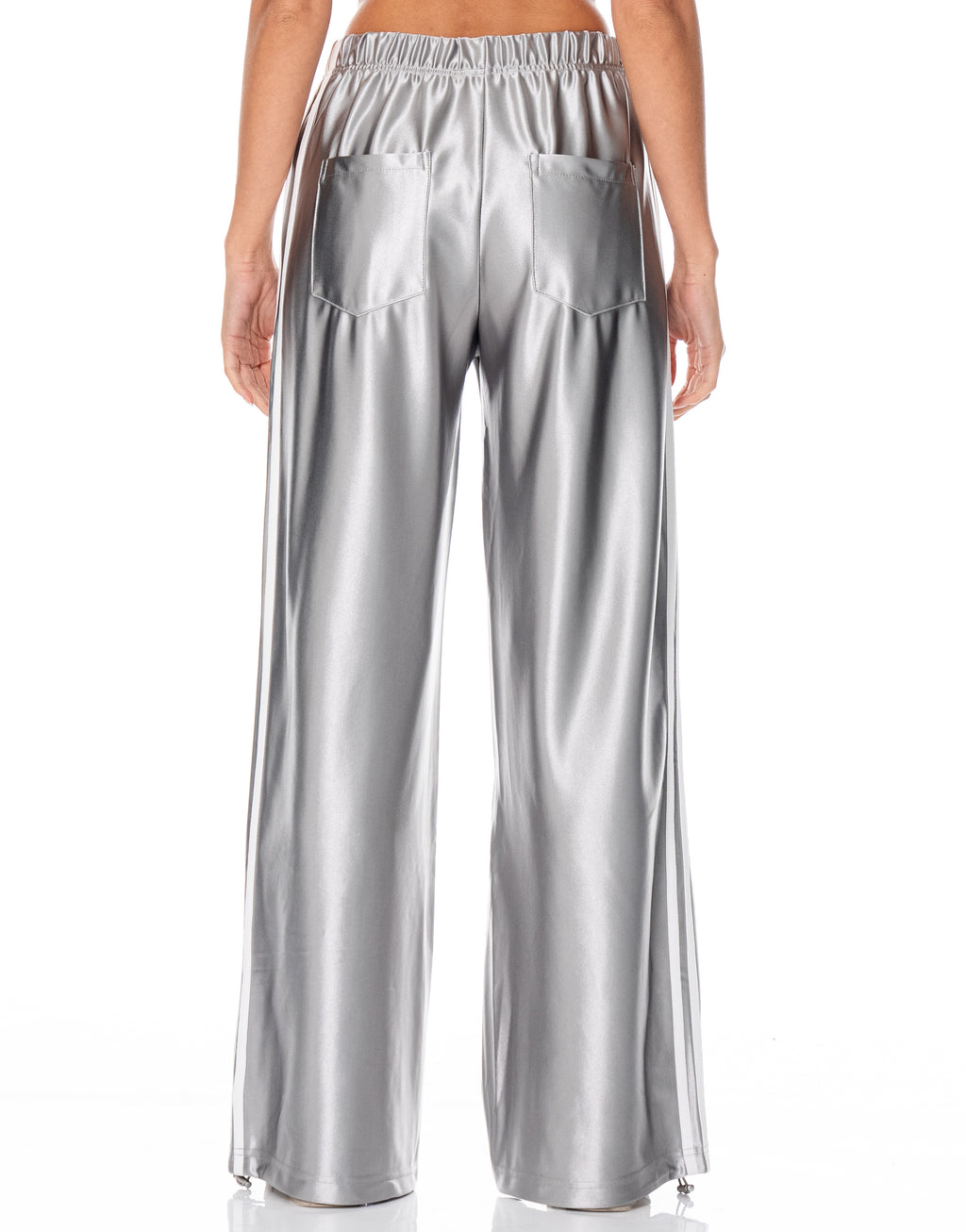 Satin Side Stripe Track Pants - Grey