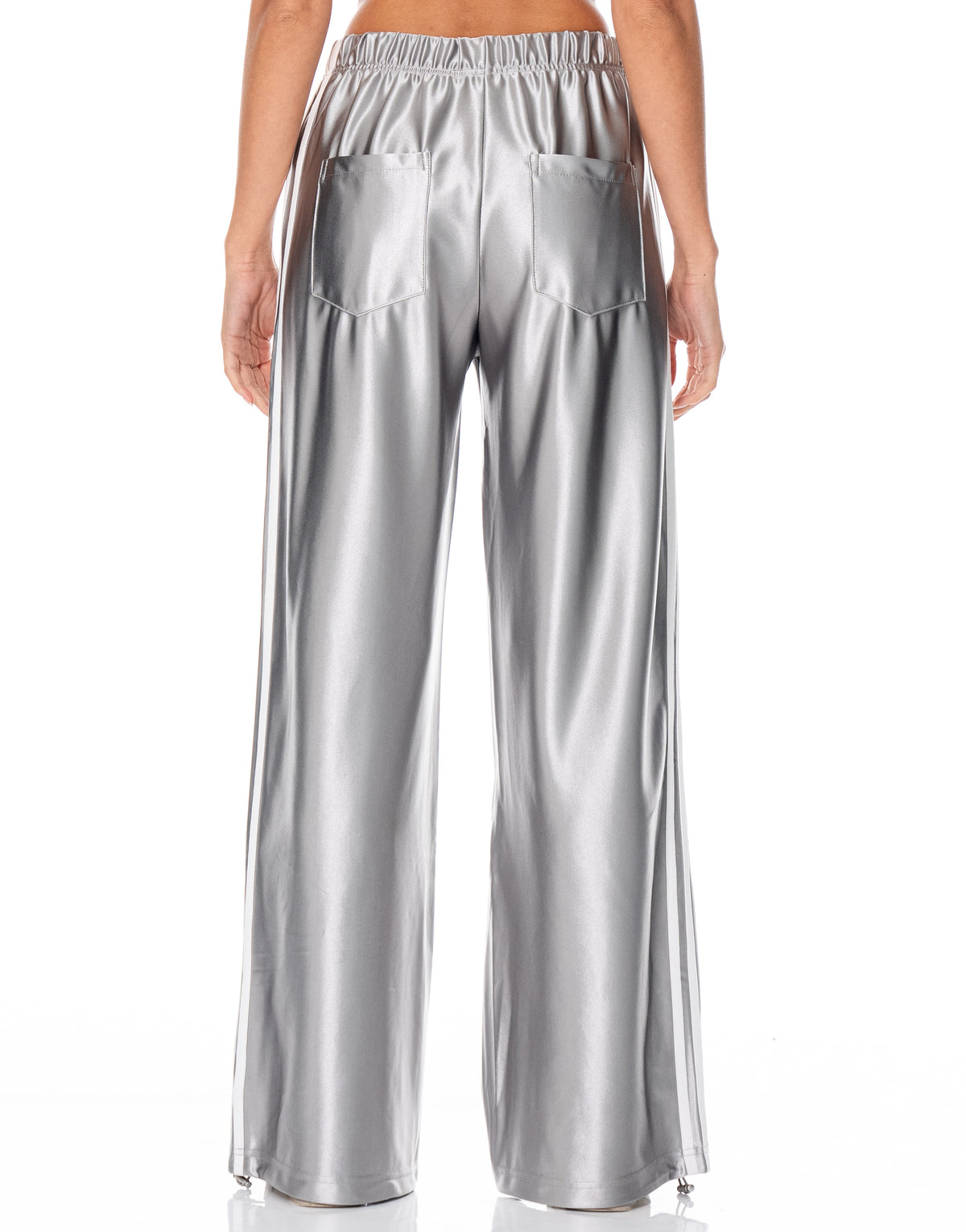 Satin Side Stripe Track Pants - Grey