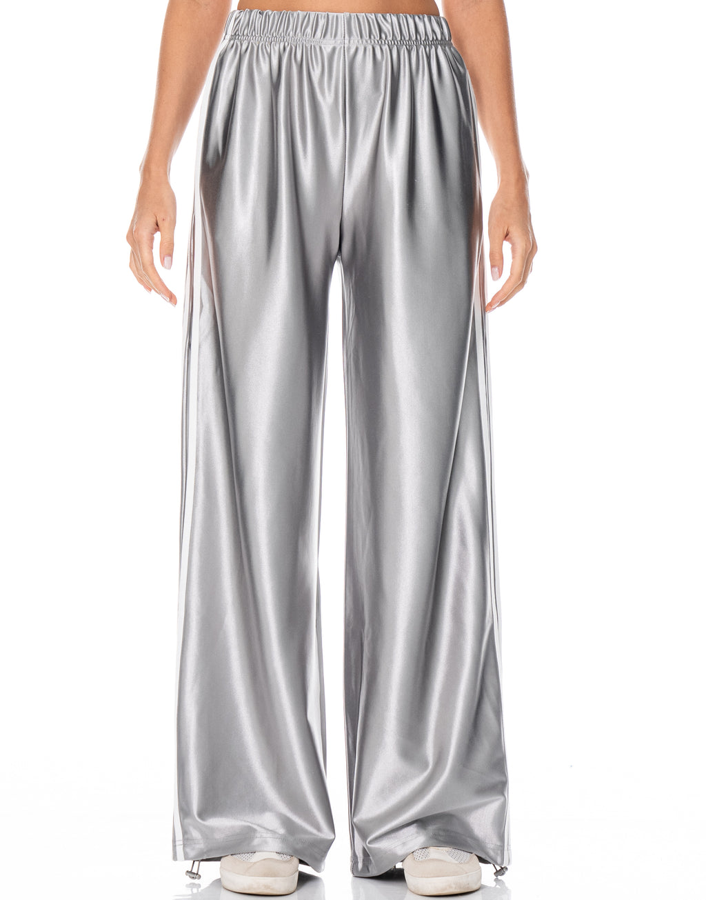 Satin Side Stripe Track Pants - Grey