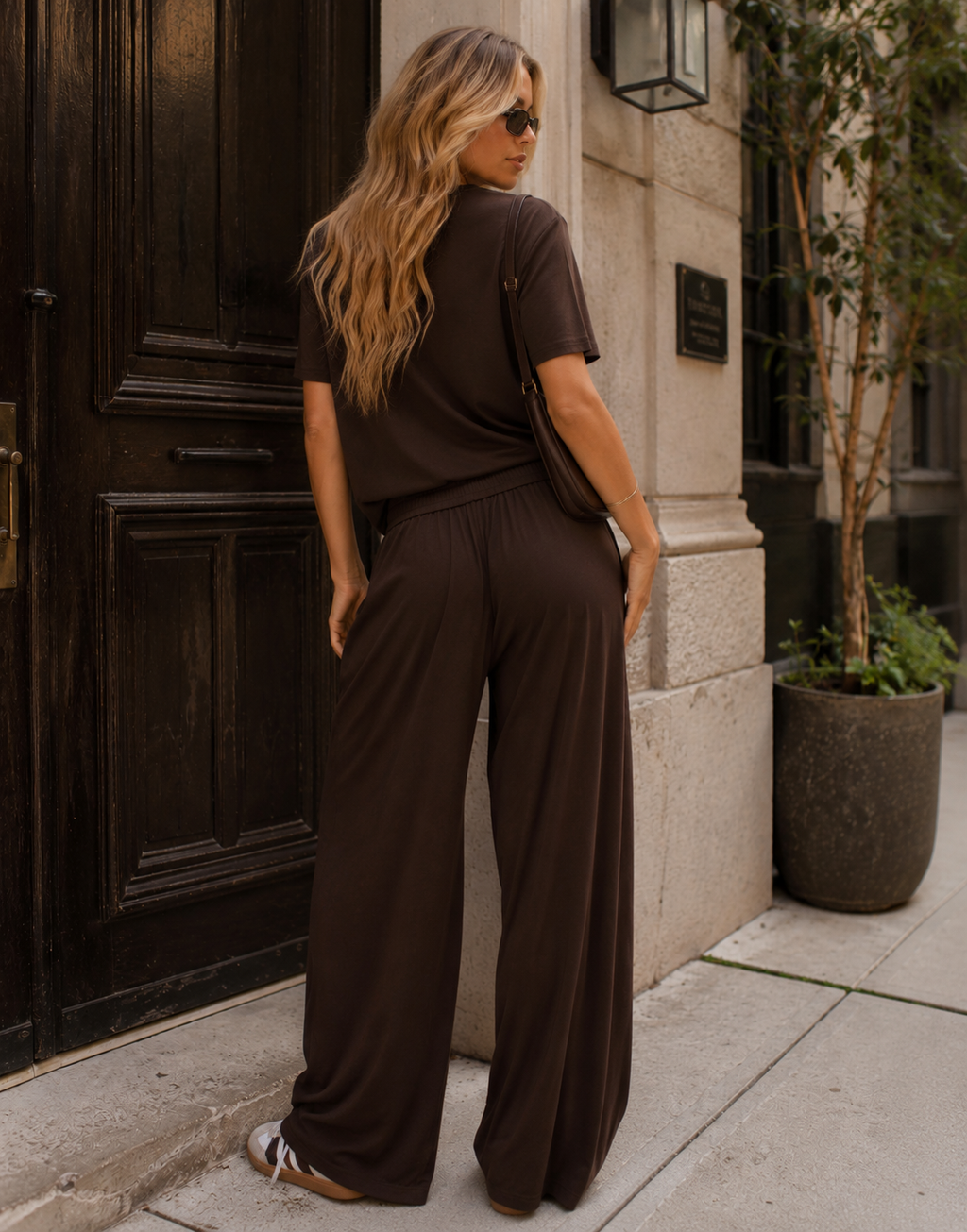 Loungewear Top And Pant Set - Brown