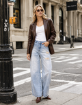Distressed Wide-Leg Jeans - Denim