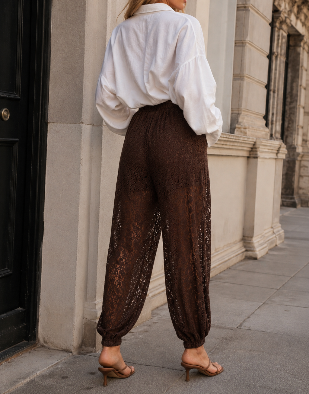 Sheer Balloon Pant - Coffee