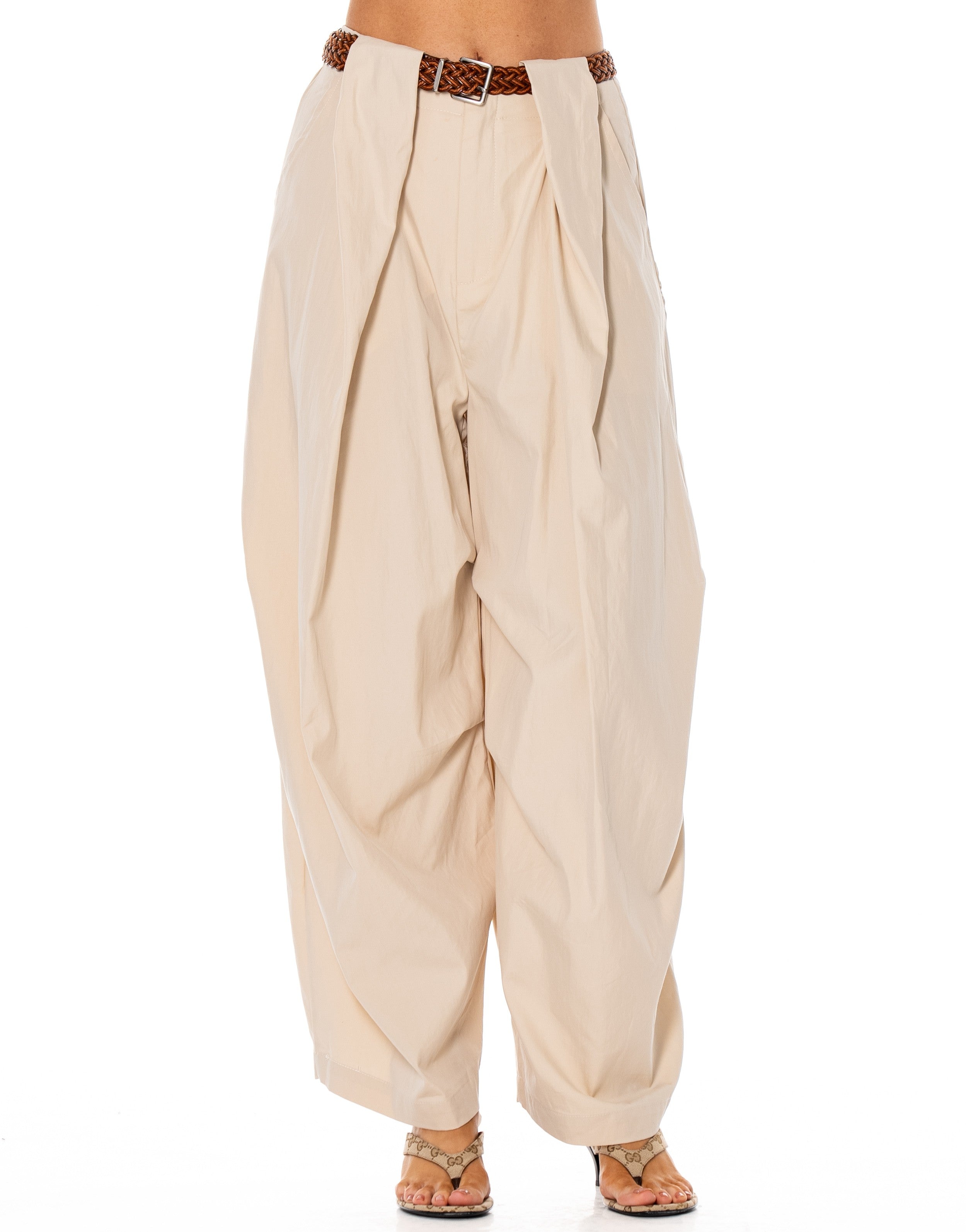 Linen Belted Balloon Pant - Apricot