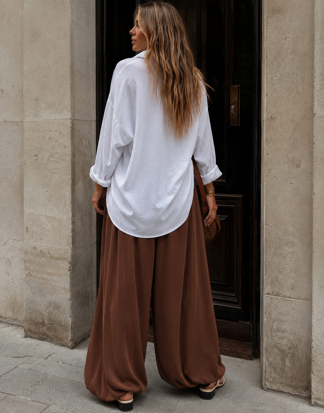 Flowy Wide-Leg Pant - Brown