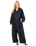 Cropped Wrap Jacket With Buckle - Black