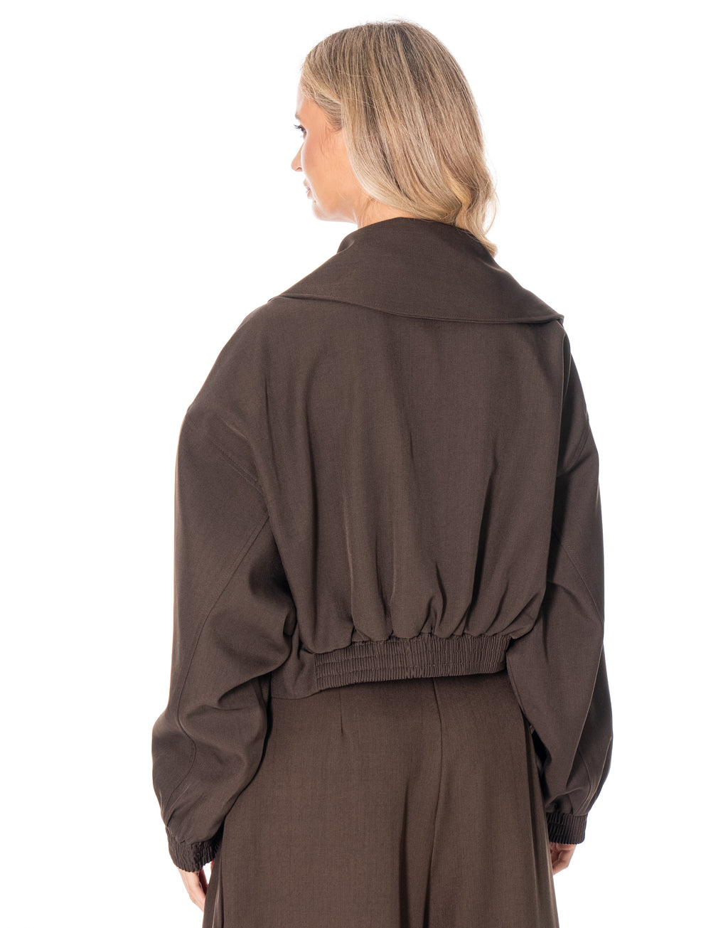 Cropped Wrap Jacket With Buckle - Coffee