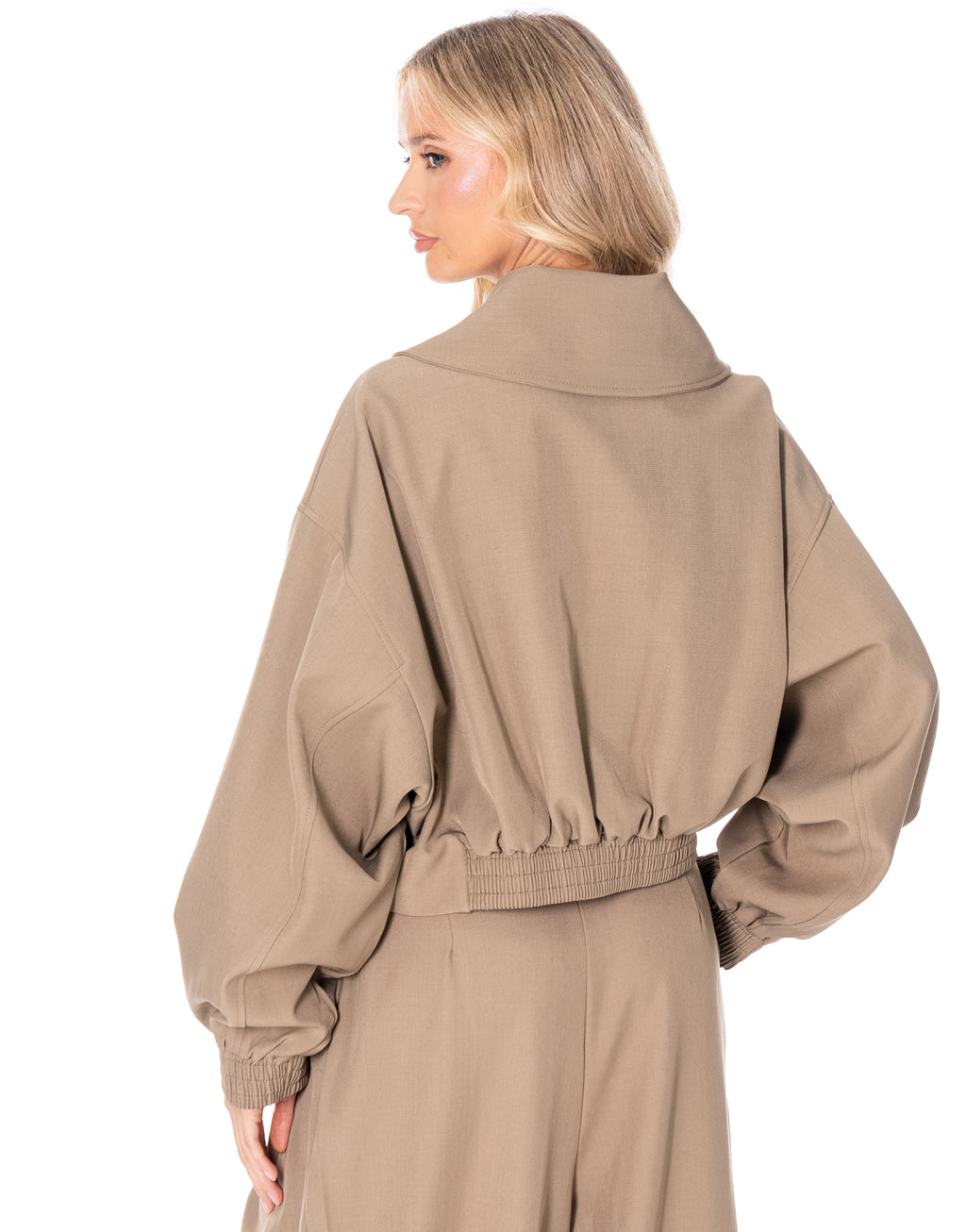 Cropped Wrap Jacket With Buckle - Khaki
