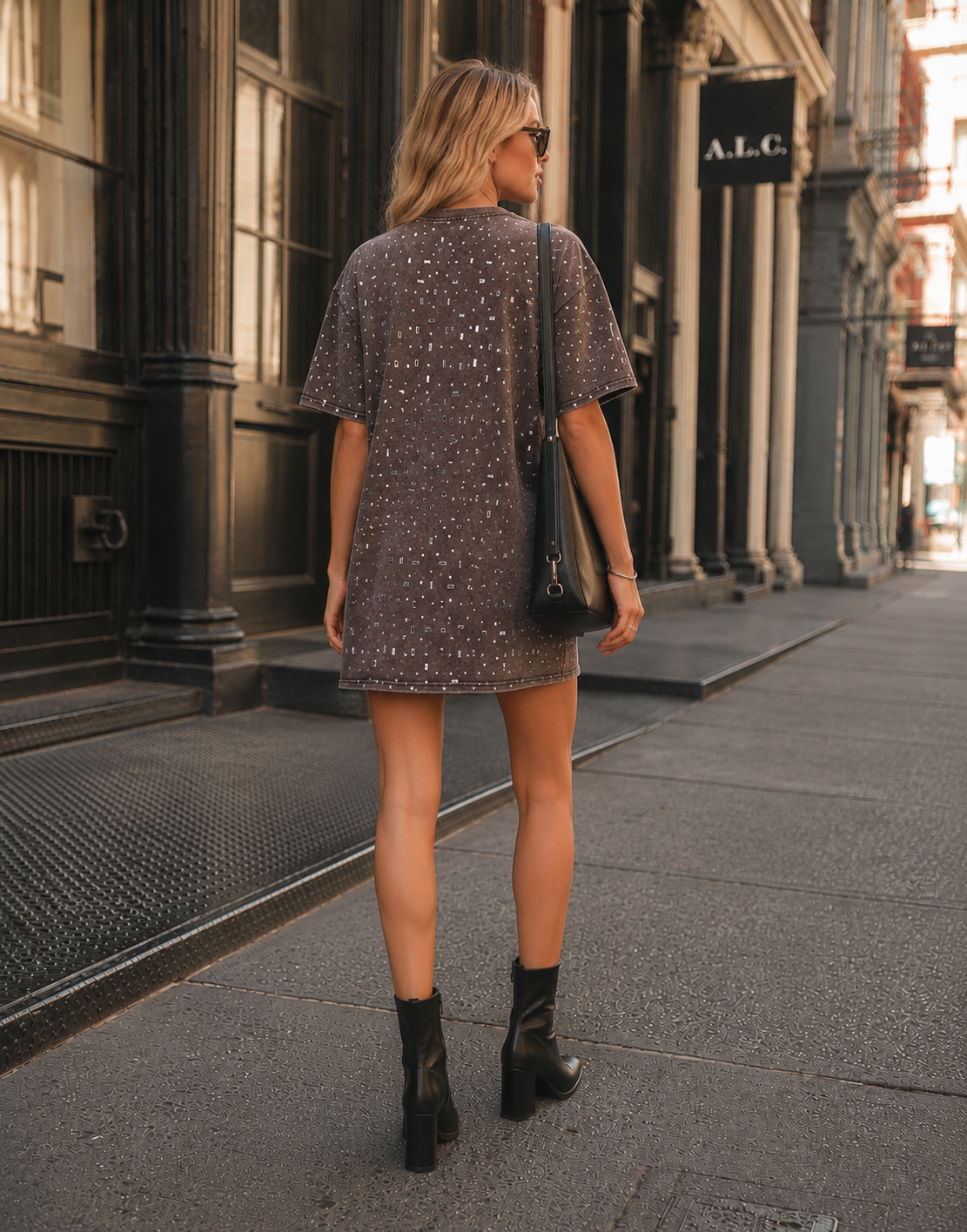 Pink Mini T-Shirt Dress - Brown