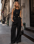 Peplum Sleeveless Top - Black