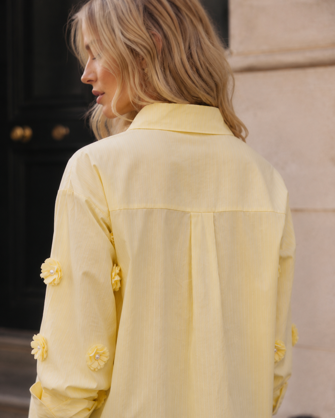 Yellow Embellished Button-Down Shirt - Yellow