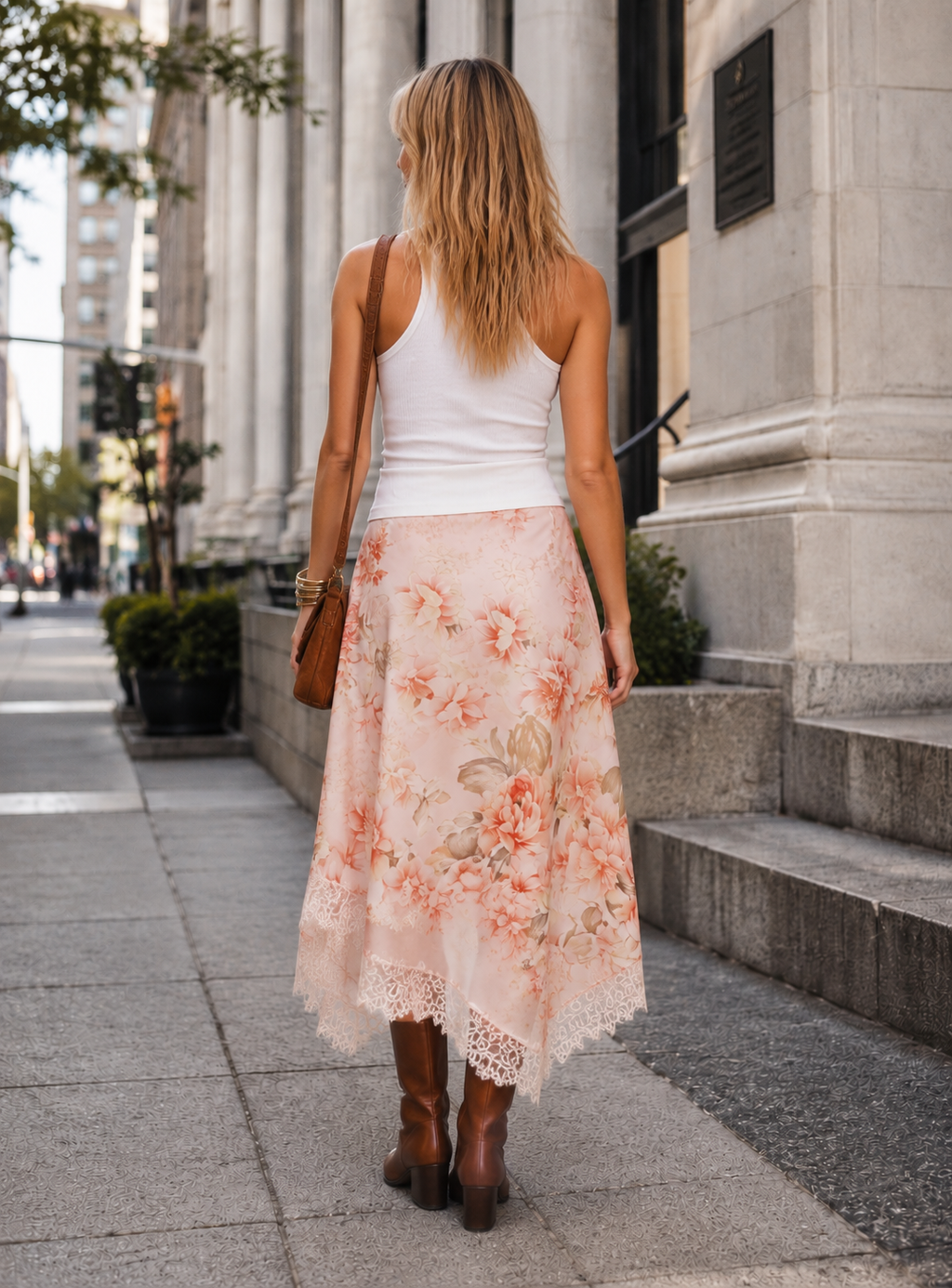 Floral Midi Skirt - Pink