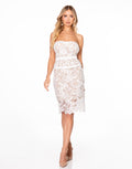 Lace Pencil Midi Skirt - Beige