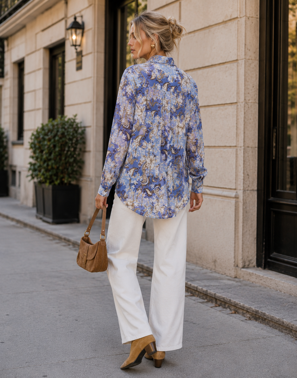 Printed Long-Sleeve Button-Down Shirt - Multi