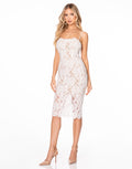 Lace Bodycon Midi Dress - Beige