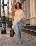 One Shoulder Asymmetrical Top - Beige