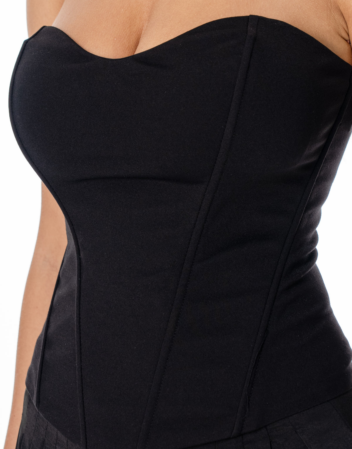 Strapless Seamed Bustier Top - Black