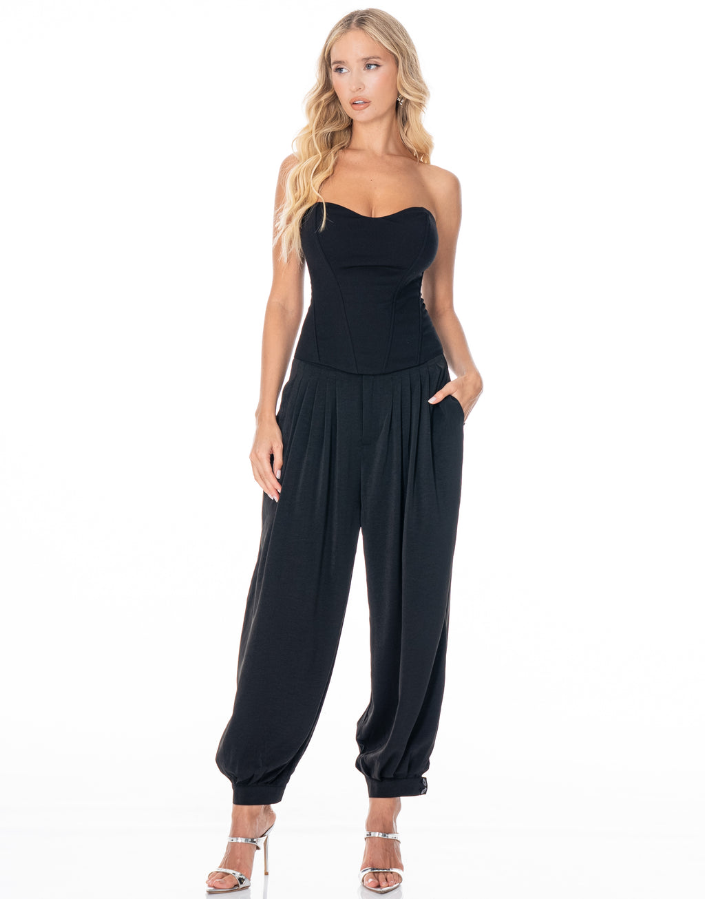 Strapless Seamed Bustier Top - Black