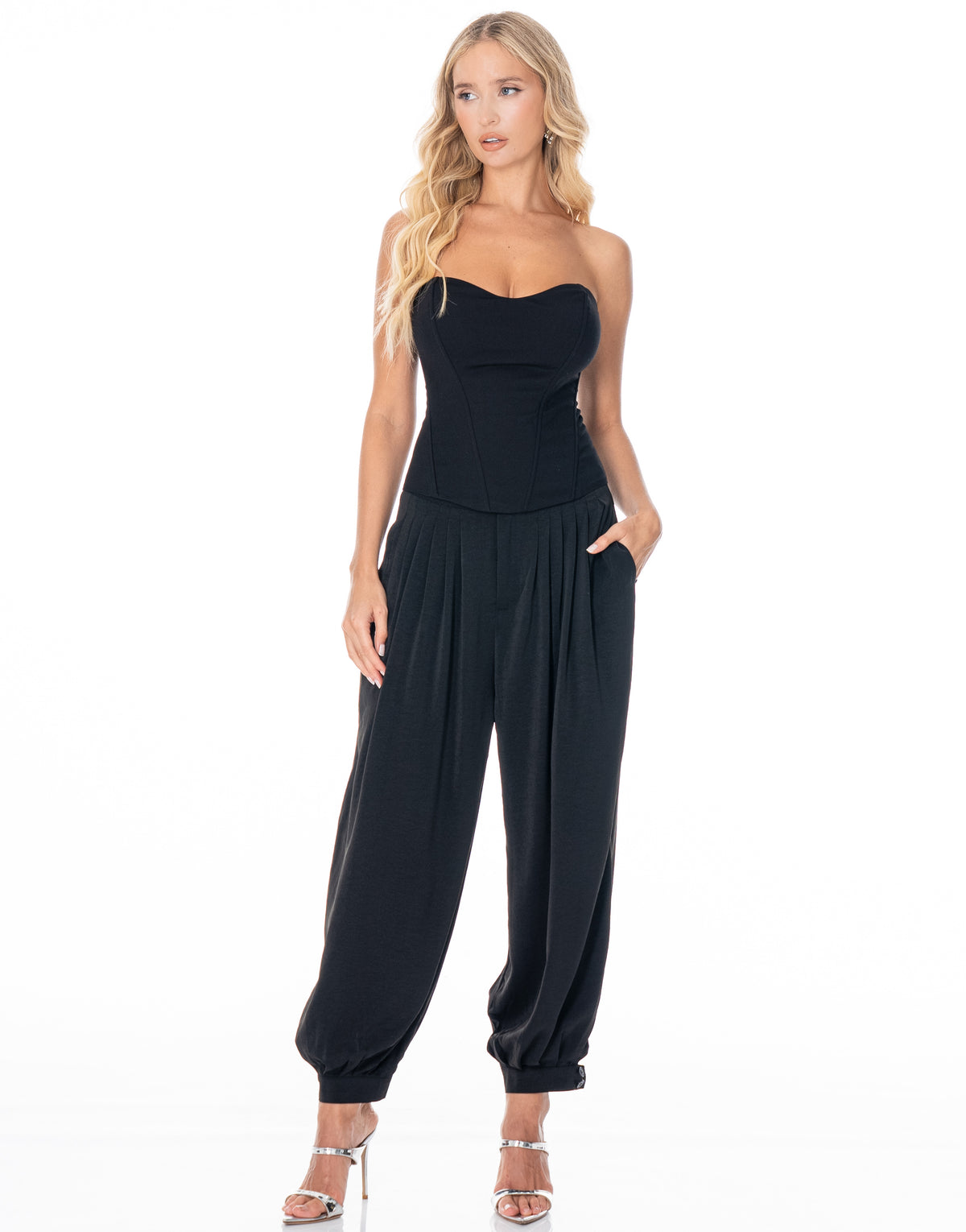 Strapless Seamed Bustier Top - Black