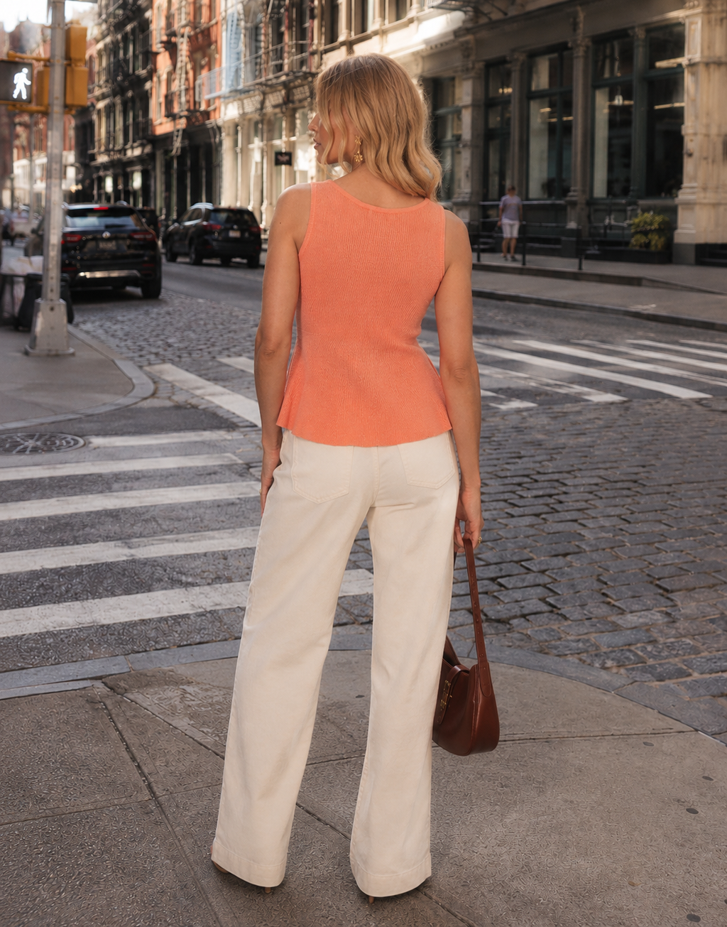 Peplum Tank Top - Peach