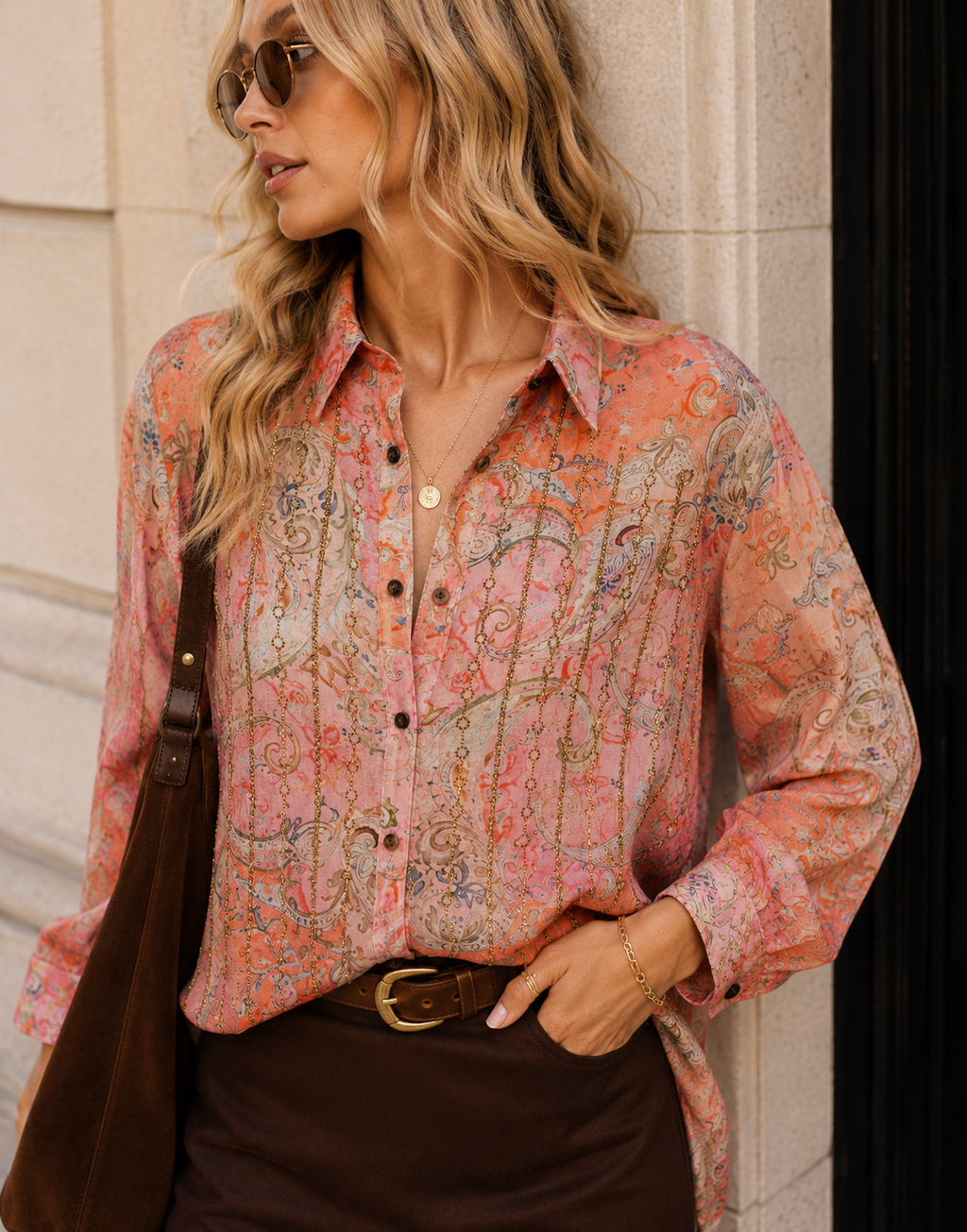 Paisley Print Button-Down Shirt - Multi