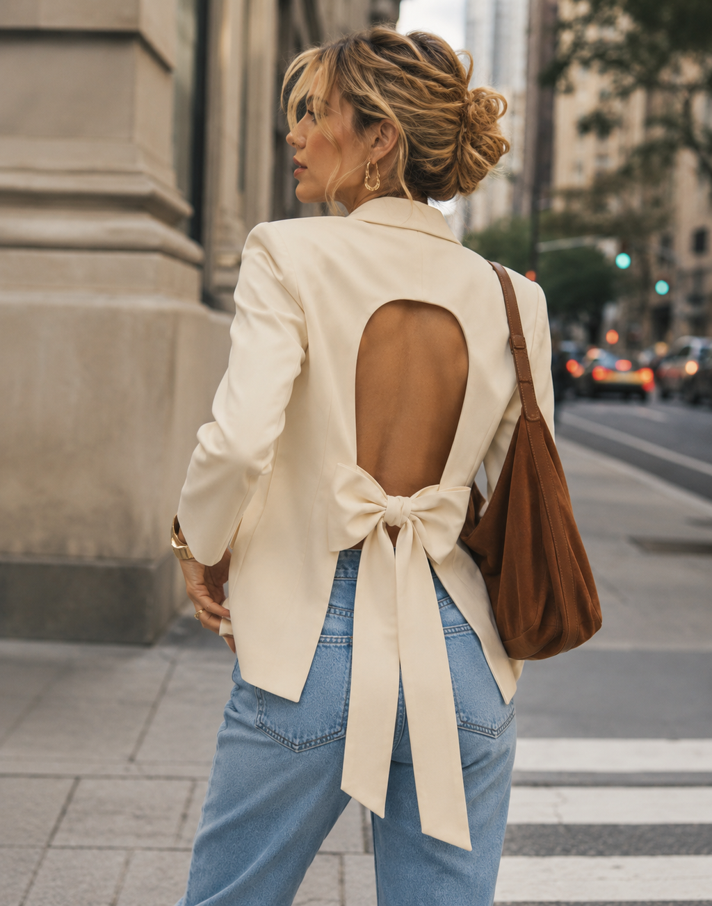 Cream Tailored Blazer - Yellow