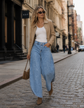 Wide-Leg Denim Jeans - Denim