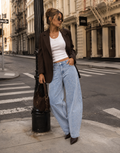 Wide-Leg Denim Jeans - Denim