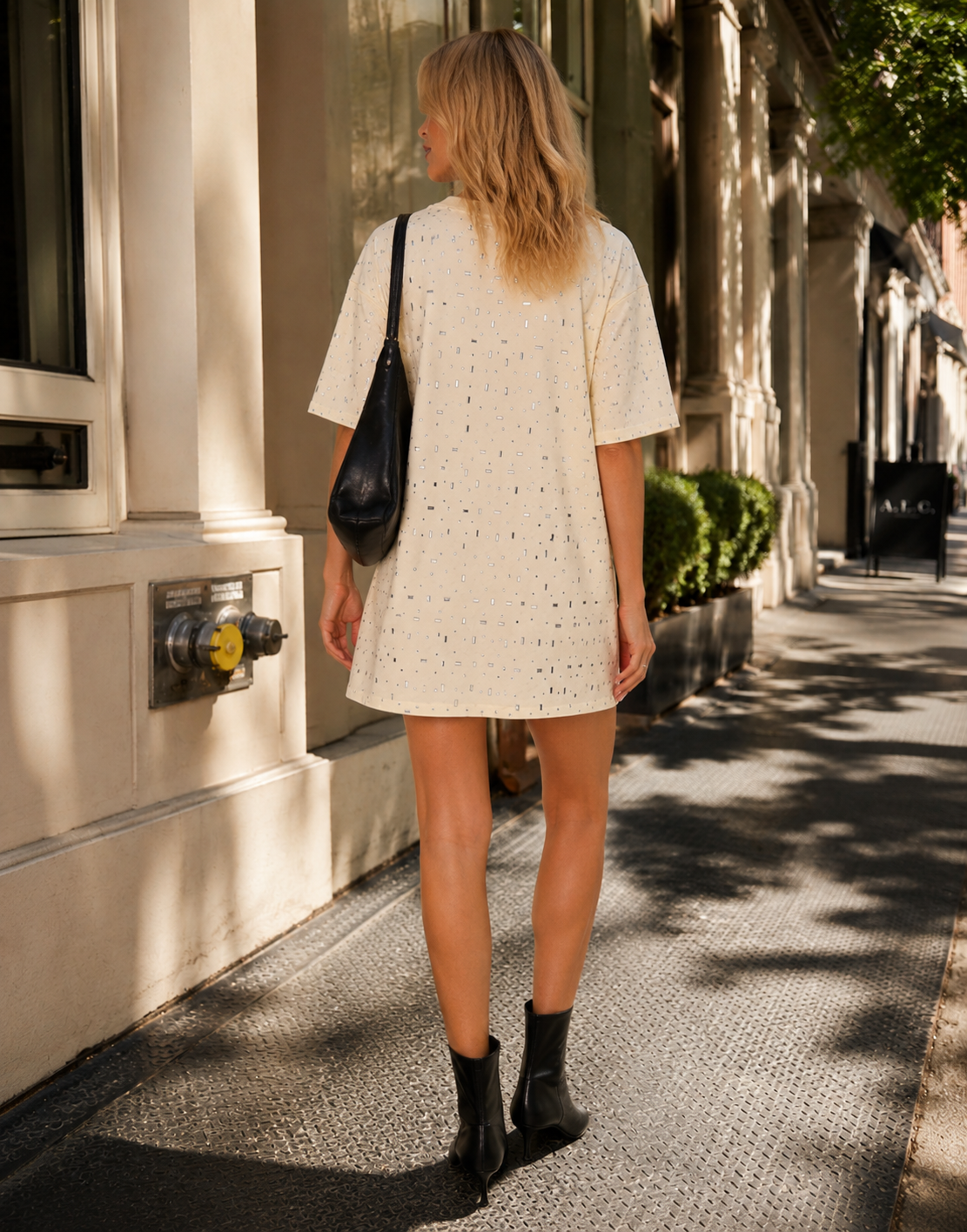 Pink Mini T-Shirt Dress - Yellow
