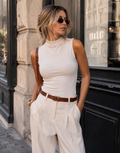 Sleeveless Knit Top - Beige