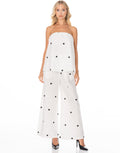 Polka Dot Strapless Cami Wide Pant Set - Black