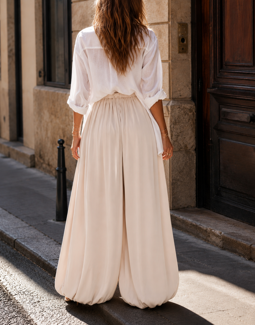 Flowy Wide-Leg Pant - Apricot