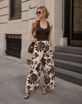 Floral Wrap Pants - Brown