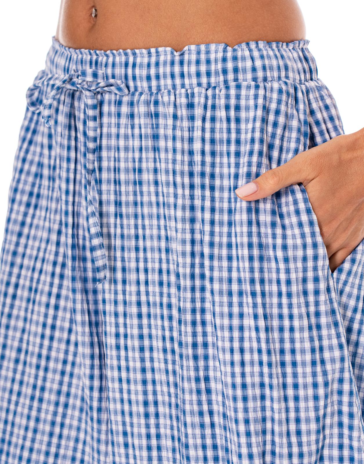 Pleated Wide-Leg Pant - Blue