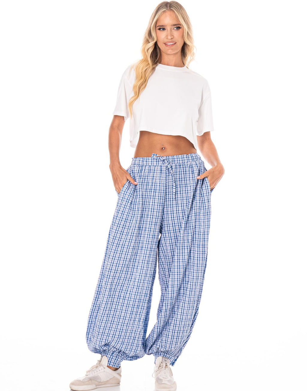 Pleated Wide-Leg Pant - Blue