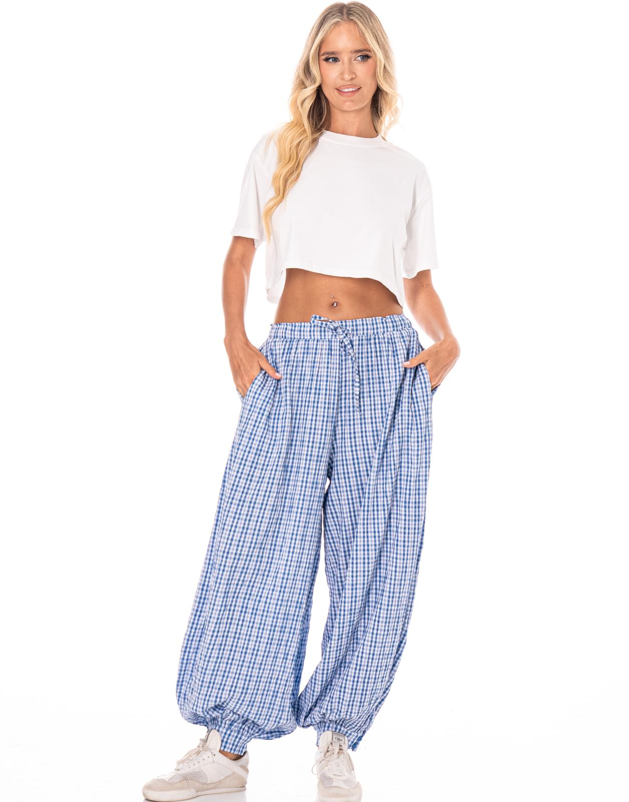 Pleated Wide-Leg Pant - Blue