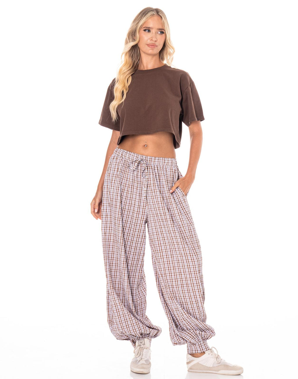 Pleated Wide-Leg Pant - Brown