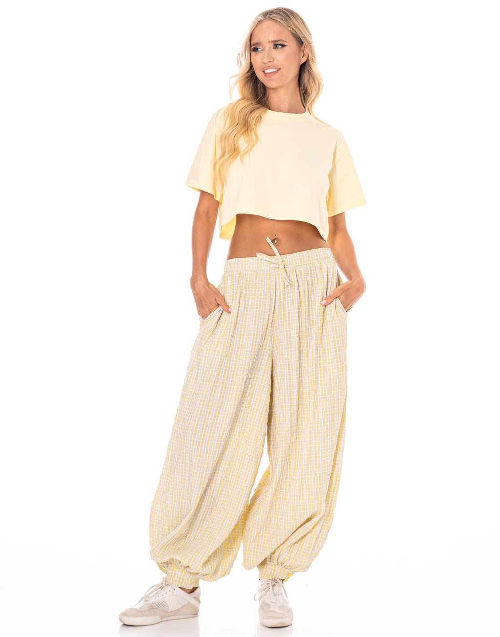 Pleated Wide-Leg Pant - Yellow