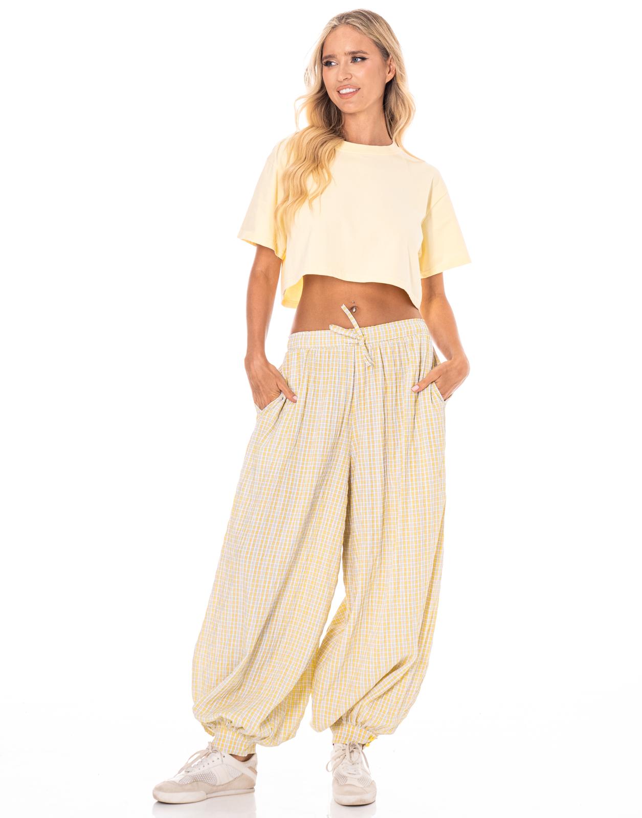 Pleated Wide-Leg Pant - Yellow