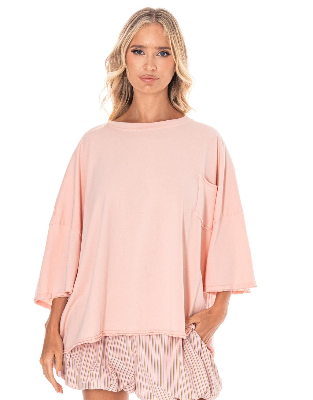Striped Balloon Short - Pink