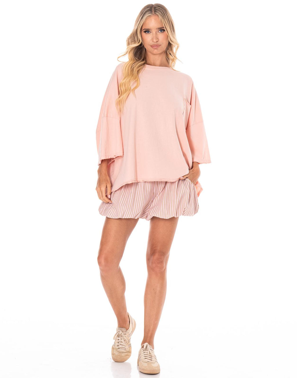 Striped Balloon Short - Pink