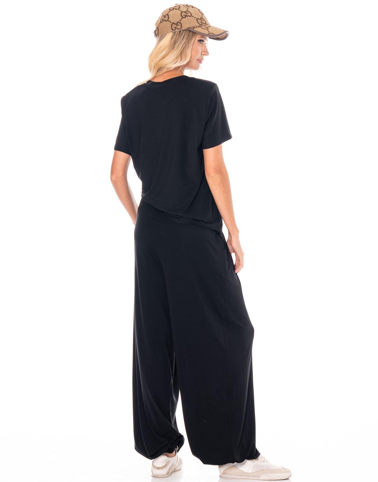 Loungewear Top And Pant Set - Black