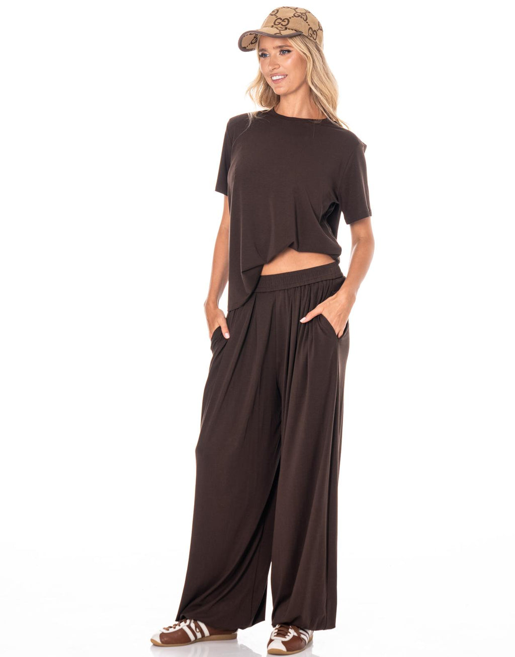 Loungewear Top And Pant Set - Brown