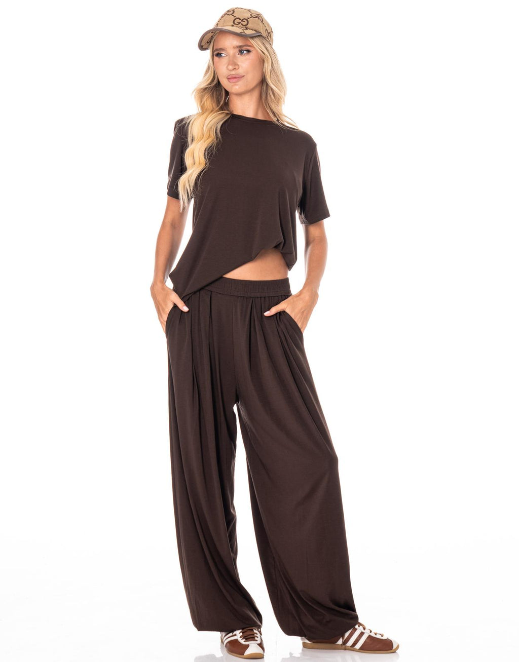 Loungewear Top And Pant Set - Brown