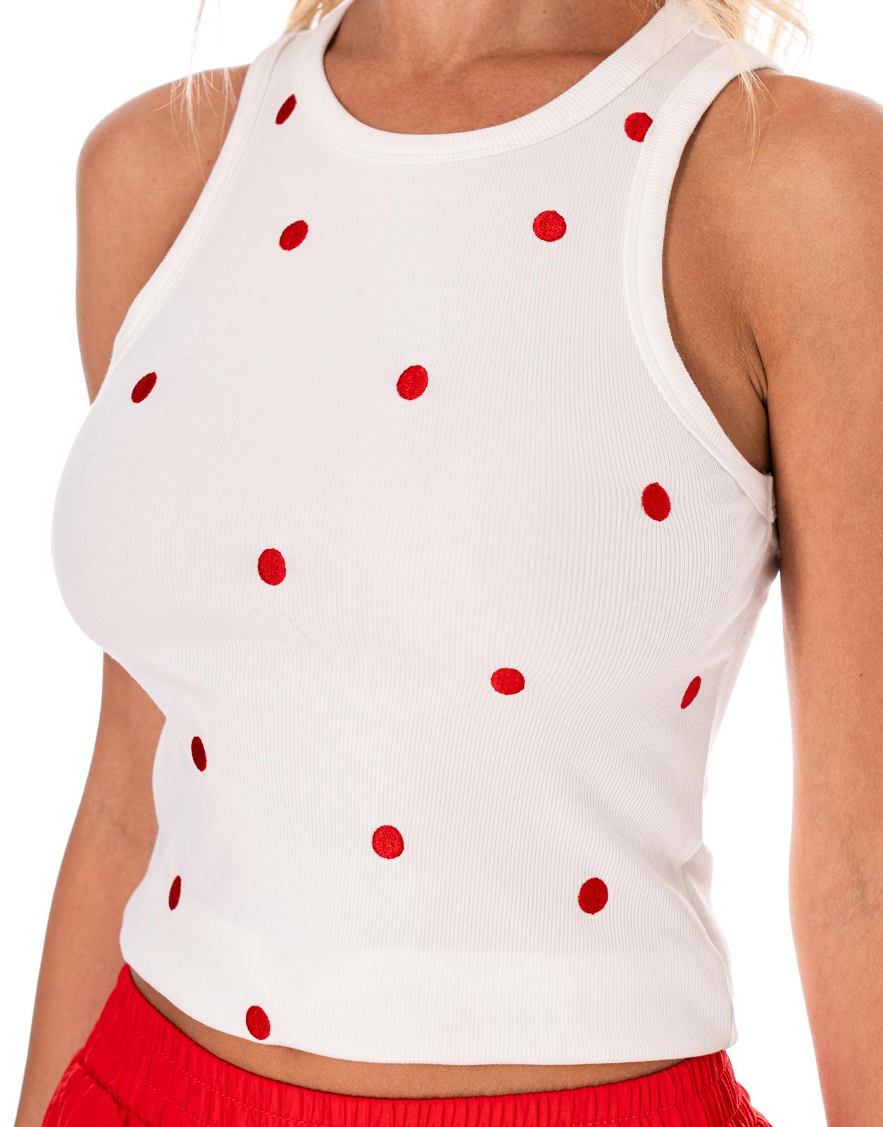 Polka-Dot Cami And Pant Set - White+Red Dots