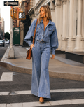 Wide-Leg Denim Jeans - Denim