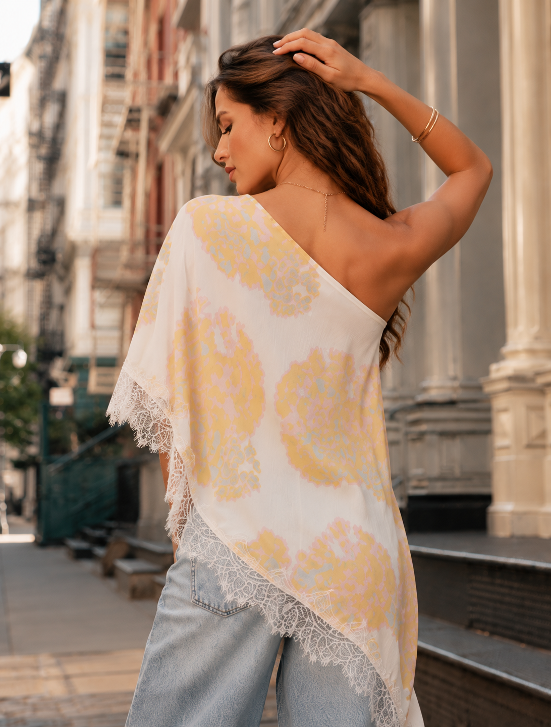 One Shoulder Asymmetrical Top - Beige