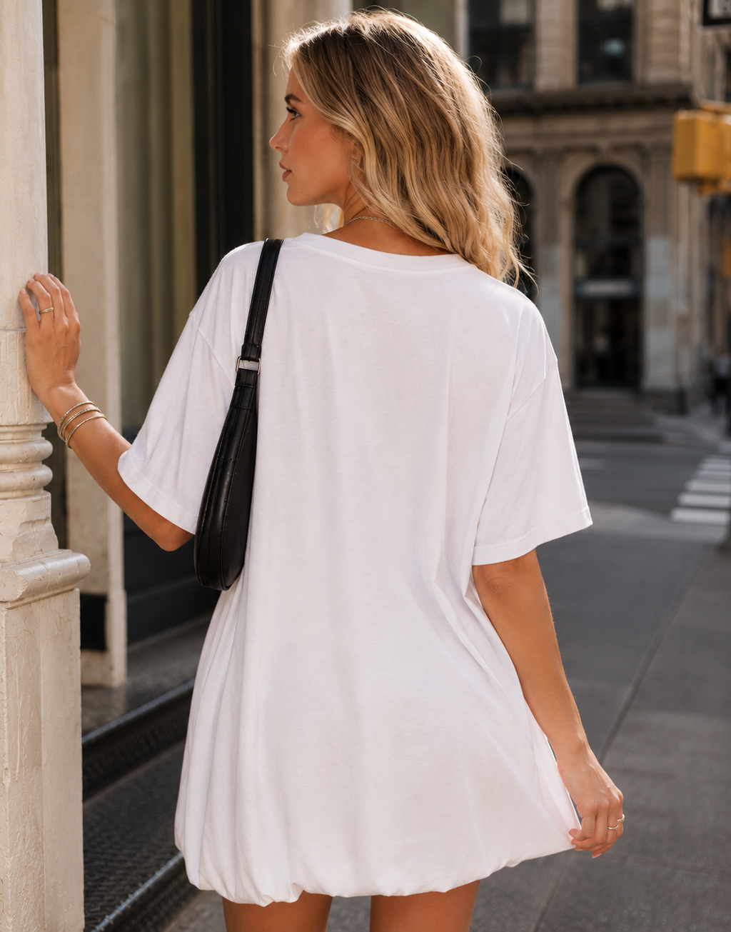 Loose T-Shirt Mini Dress - White
