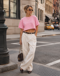 Speckled Short Sleeve Crop Top - Pink